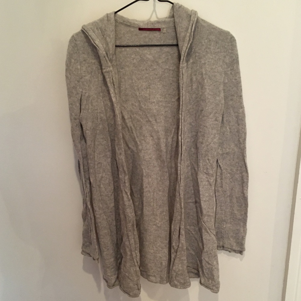 Cashmere Cashmere Long Open Hooded Cardigan